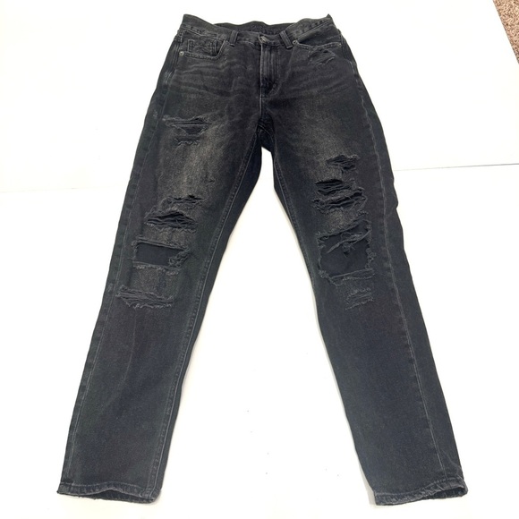 American eagle black gray distressed mom Jean size 0 - Picture 1 of 11